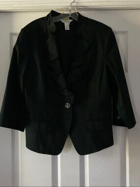 White House Black Market Black Tailored Jacket with Back Peplum